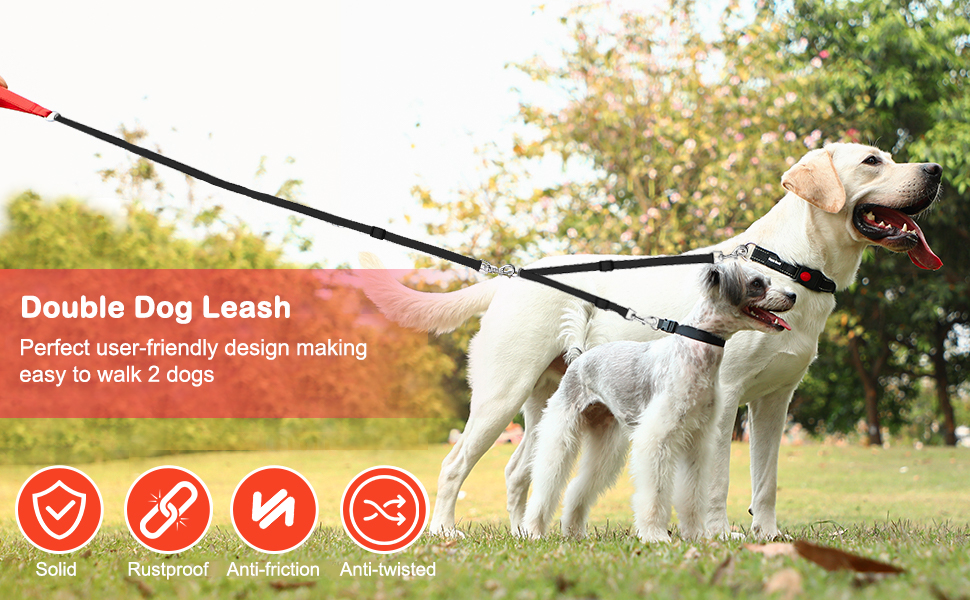 Adjustable Double Pet Trainer Lead, No Tangle Double Dog Distributor Lead, Perfect Leads for