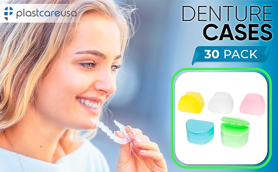 Denture Cases 30 Bulk Pack Dental Box For Artificial Teeth, Mouth Guard, Night