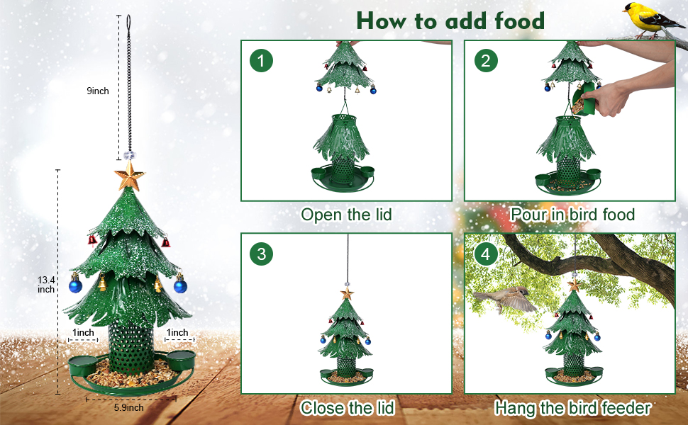 BEUTFQL Christmas Tree Bird Feeders for Outdoor, Metal