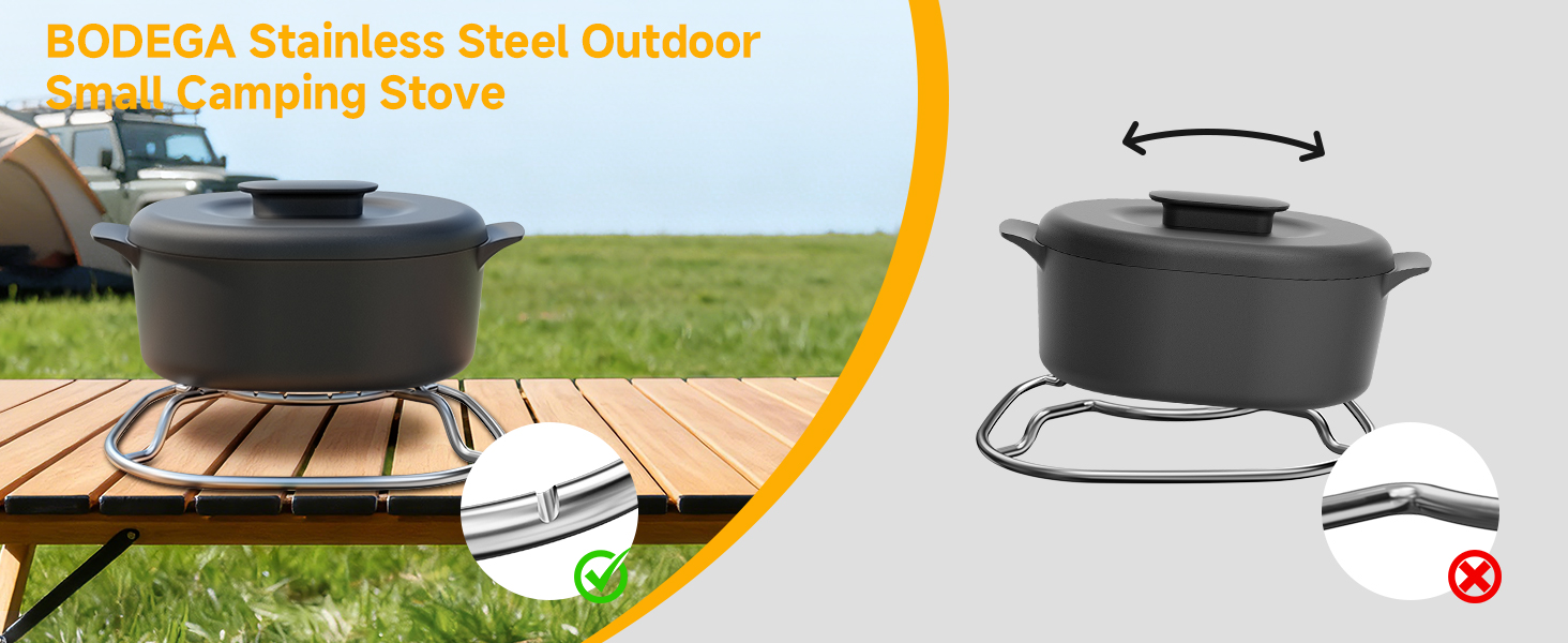 BODEGA 2 Burner Camping Stove, 20000 BTU Folding Propane Camp Stove with Adjustable Burners