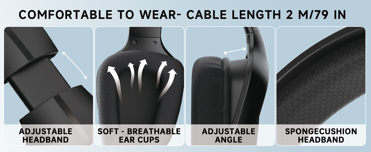 Gaming Headset with Mic for PC PS xbox