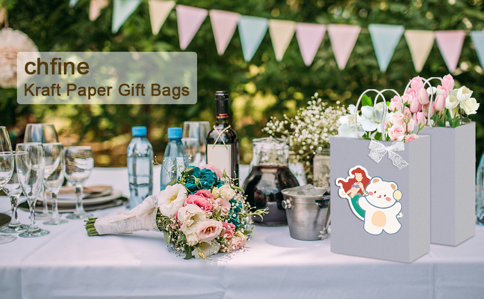 chfine Gray Gift Bags with Handles Bulk, 100 Pack 5.91x3