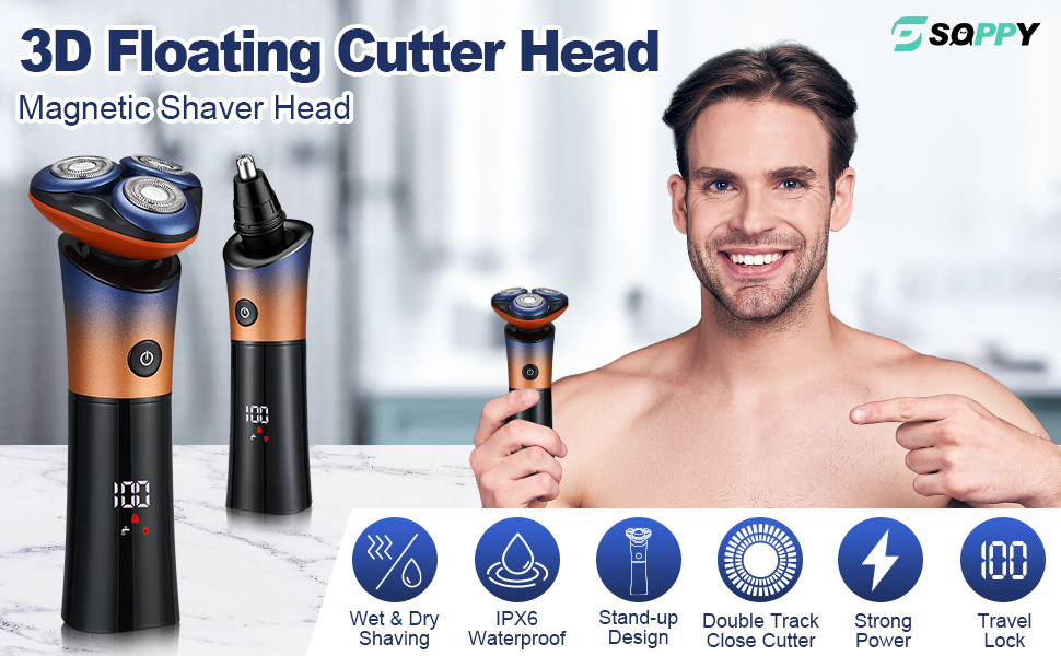 SOPPY Electric Shaver for Men, IPX6 Waterproof Wet & Dry Electric Razor