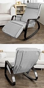 SoBuy Armchair Rocking Nursing Chair Recliner Adjustable Footrest & Removable Cushion Monther's Choice,FST16-DG 19 FST20-HG