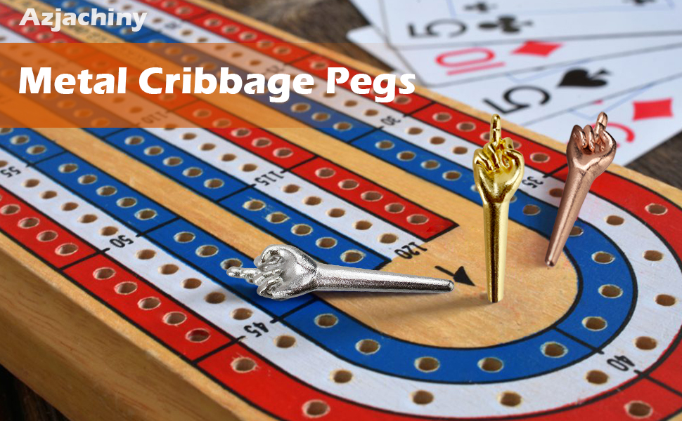 9 Pcs Metal Cribbage Pegs, Middle Finger Cribbage Board Pegs 3 Colors