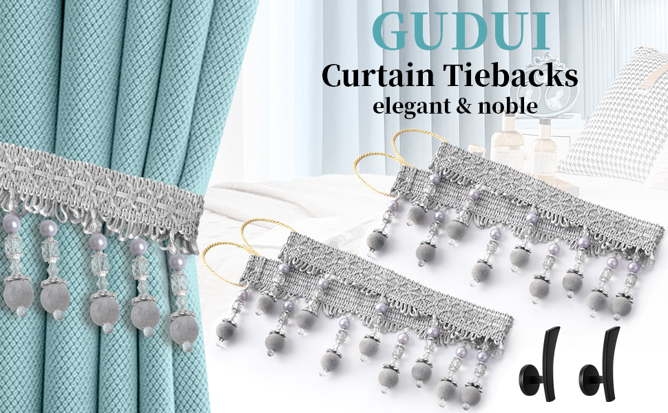 Curtain Tiebacks, Braided Curtain Ties with Curtain Hooks