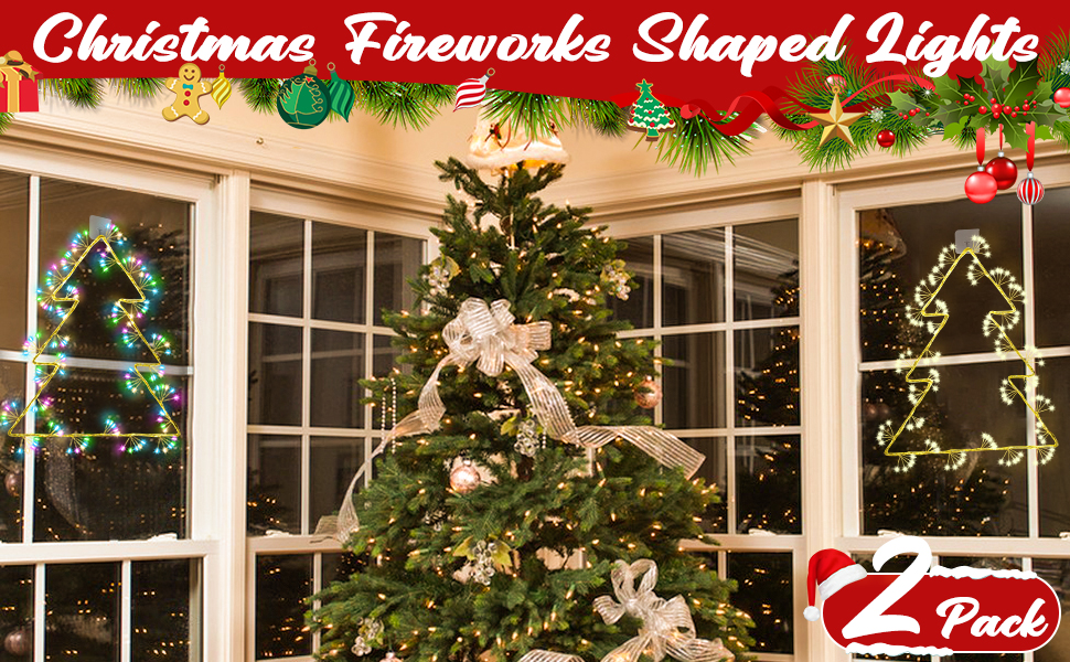 BRIGHTDECK 2 Pack Christmas Window Lights Decorations