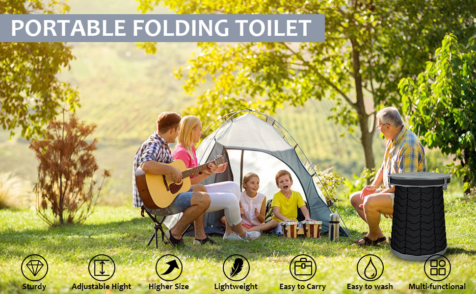 HeightAdjustable Folding Camping Toilet Portable Potty