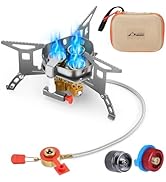 WADEO 6800W Windproof Camp Stove, Backpacking Stove with Piezo Ignition, Camping Gas Stove with T...