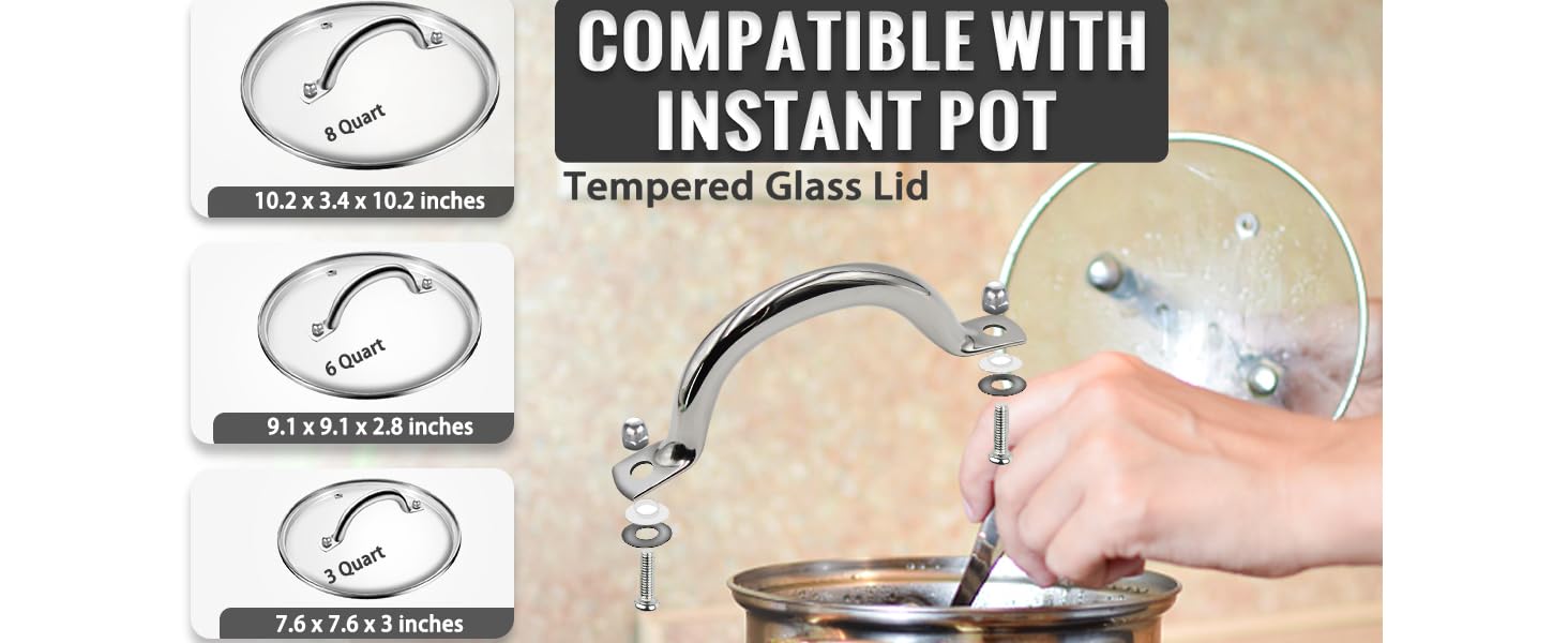 HPUY Tempered Pot Glass Lid Handle Replacement Compatible