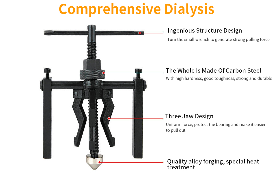 Qiilu Pilot Bearing Puller, 3 Jaw Bearing Puller Bushing Gear Extractor