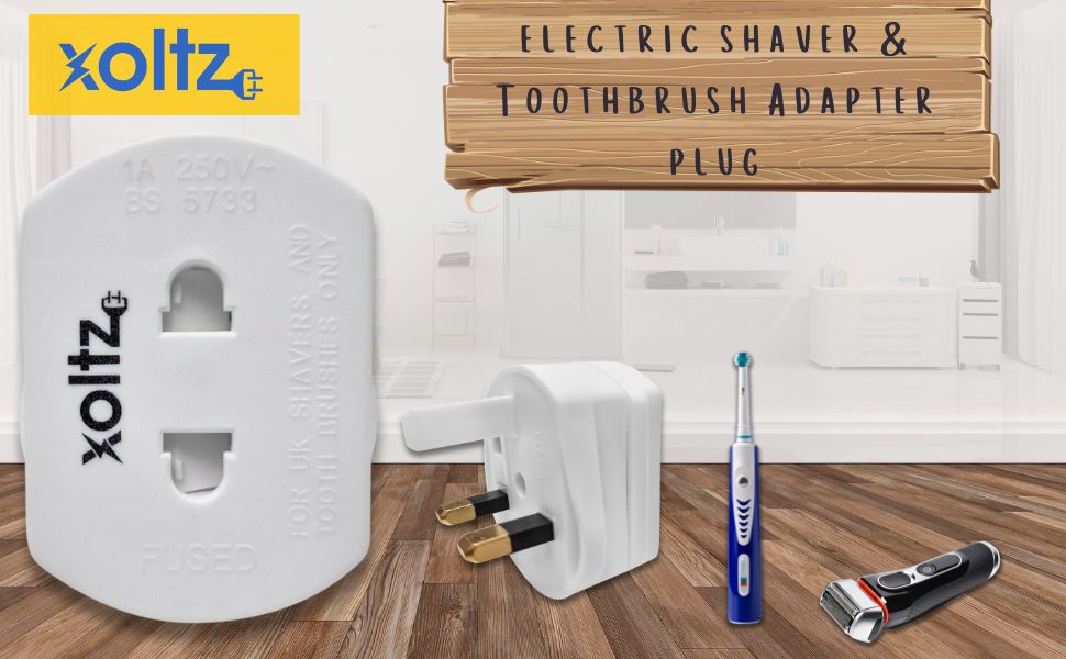 Xoltz Electric Toothbrush & Shaver Adapter Plug 1amp, UK 2 Pin to 3 Pin Bathroom Socket