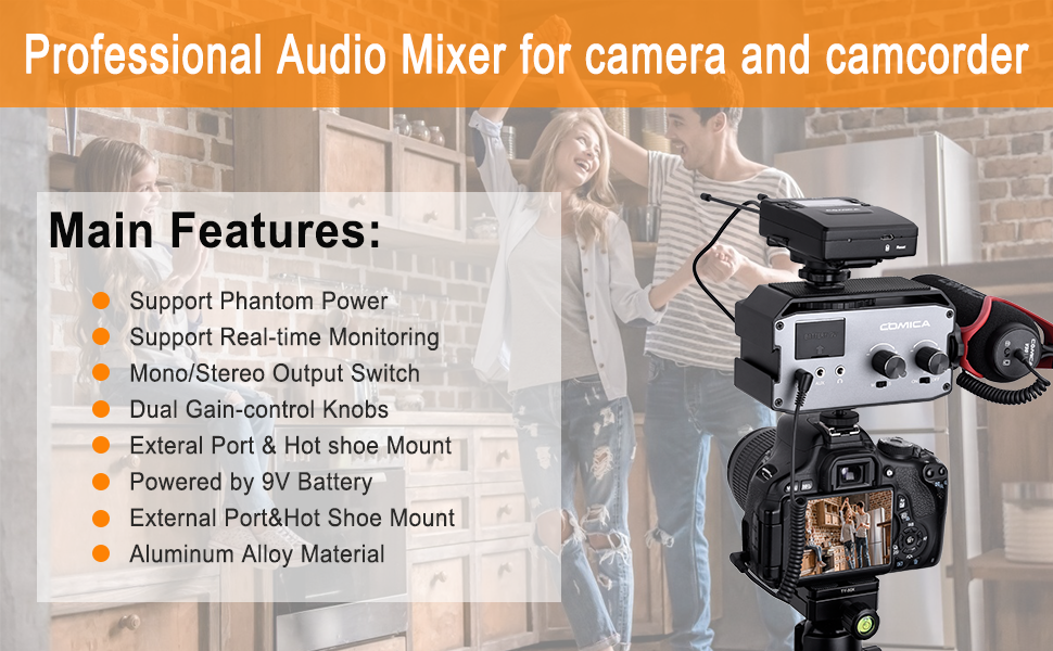 XLR AudioMixer, Comica CVMAX3 Audiomixer Adapter Vorverstärker Dual