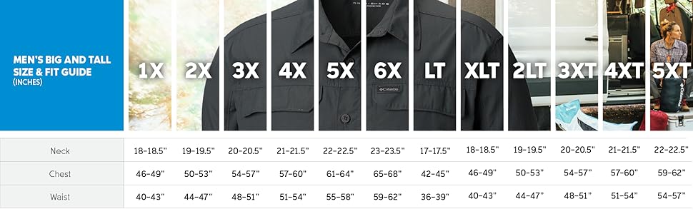 Men's long sleeve shirt size and fit guide 