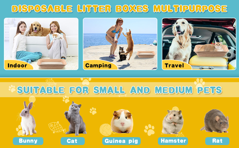 8 Pcs Disposable Cat Litter Boxes Disposable Paper Cat