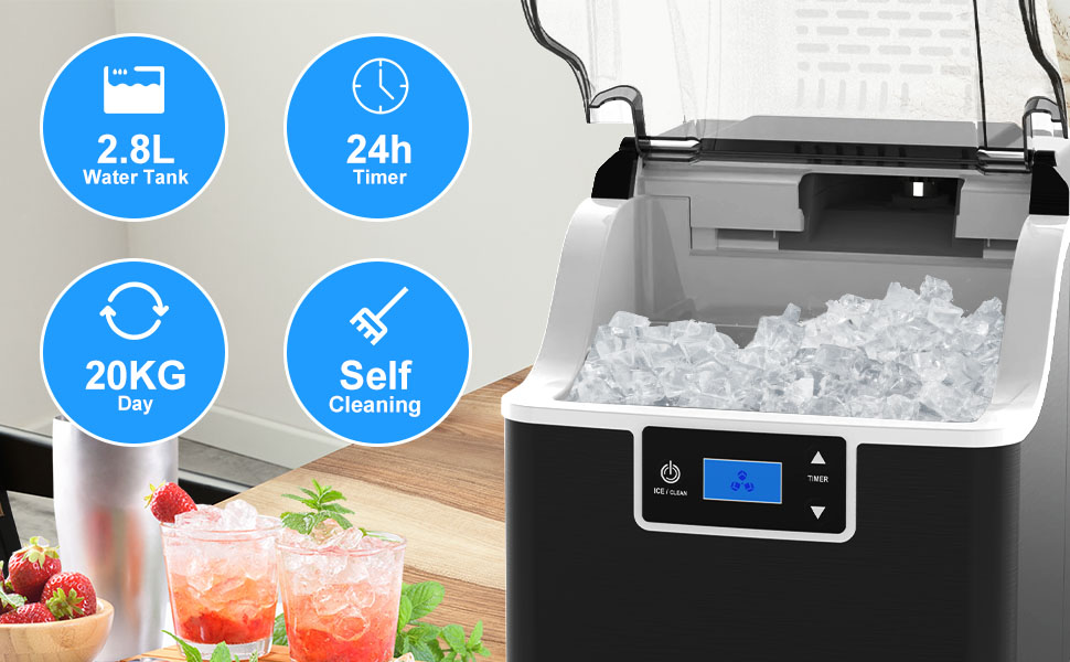 ADVWIN Nugget Ice Maker Countertop, Crushed Ice Maker Machine with SelfCleaning, 18KG/Day