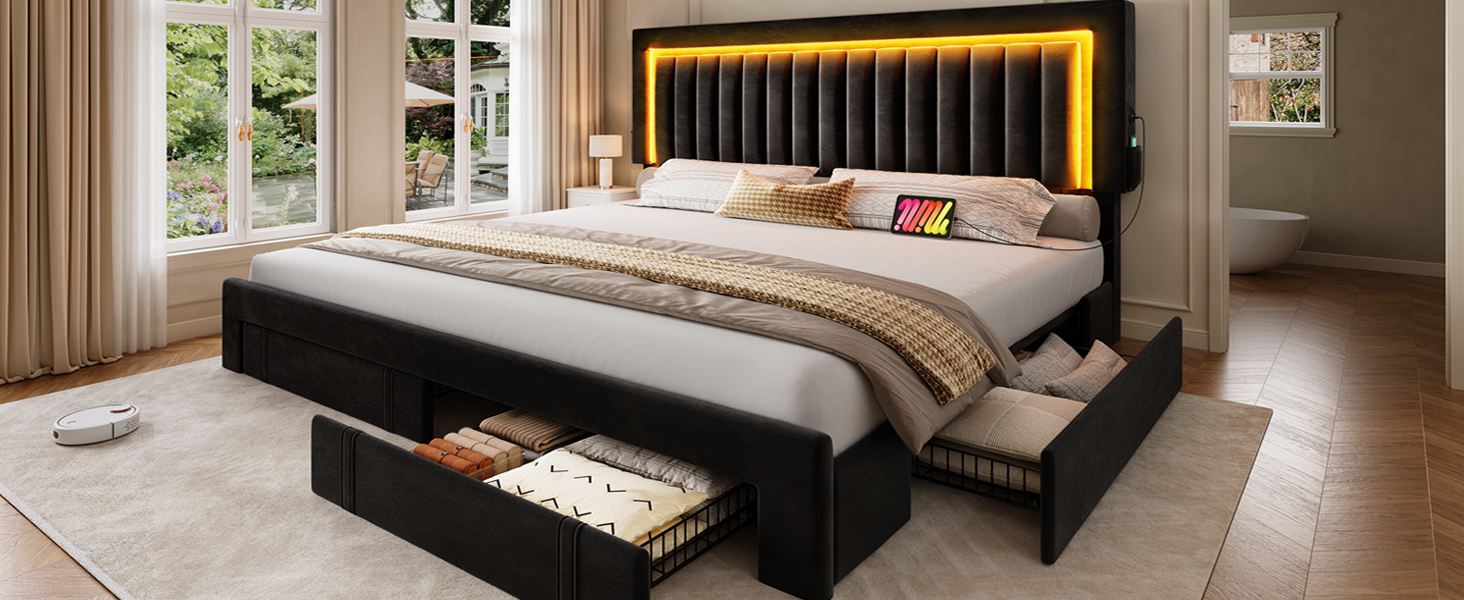 Bed frame with charging station