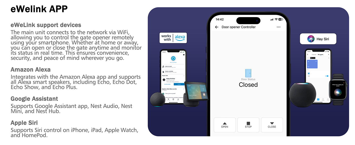 Sliding gate opener with WiFi, smartphone app control, smart access management