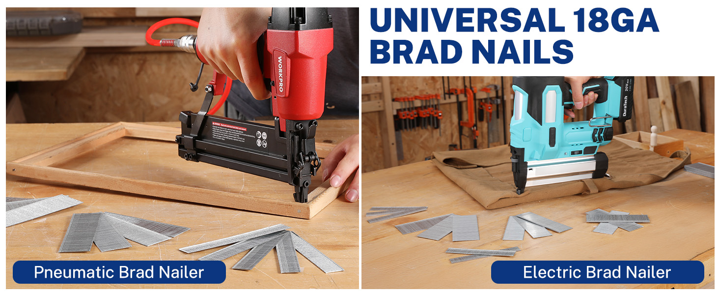 WORKPRO 18 Gauge Brad Nails 6000 Count Universal Brad Nails for Pneumatic Electric Brad Nailer