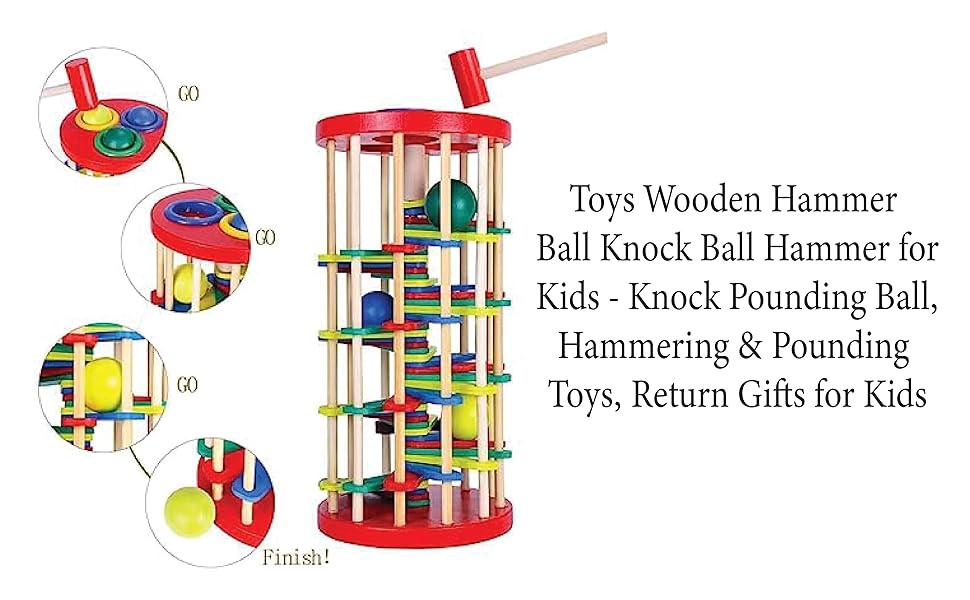 Buy Prime Choice Toys Wooden Hammer Ball Knock Ball Hammer for Kids Knock Pounding Ball