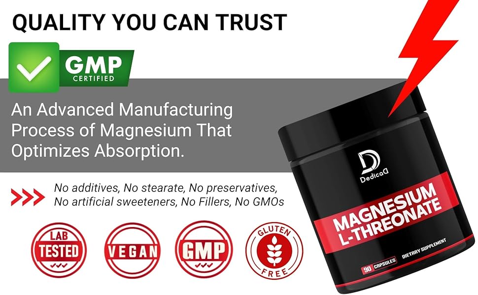 2000mg Magnesium LThreonate Capsules 90 Capsules 144mg Elemental Magnesium per