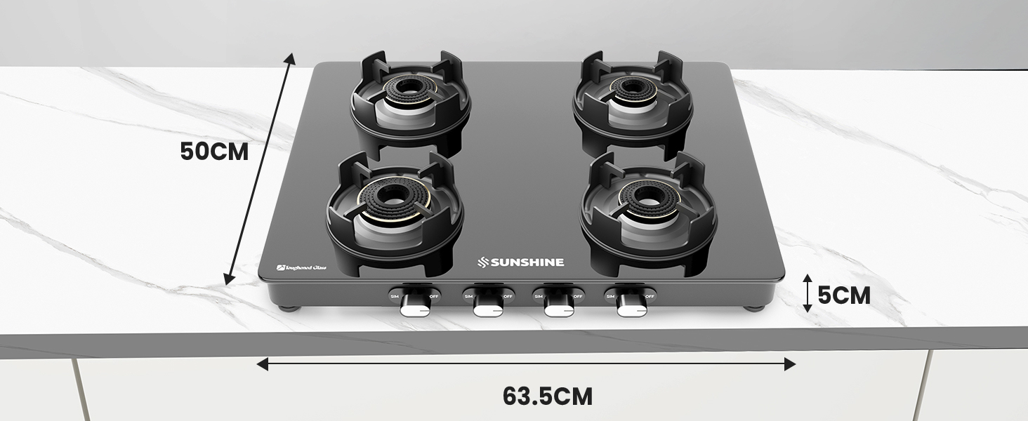 Sunshine Regal Pro Gas Stove Toughened Glass Cooktop Manual Ignition