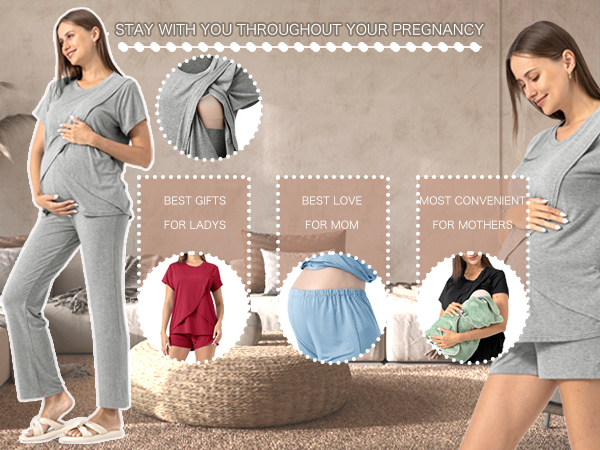 For Hospital Rnxrbb Piece Postpartum Nursing Pajamas Set Casual