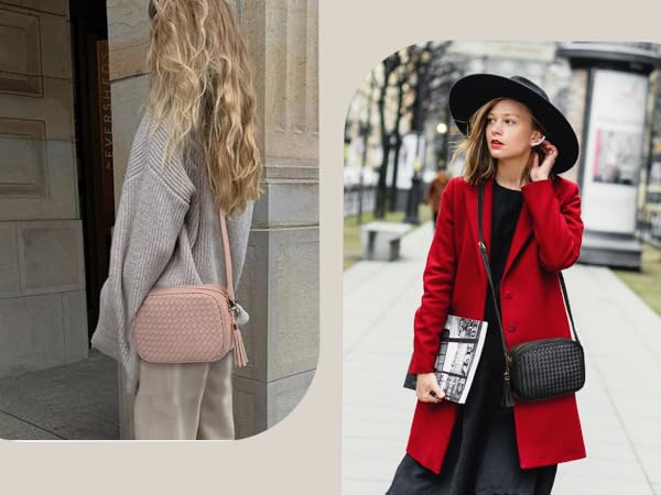 AFKOMST Woven Crossbody Bags for Women Small Fall Cross Body