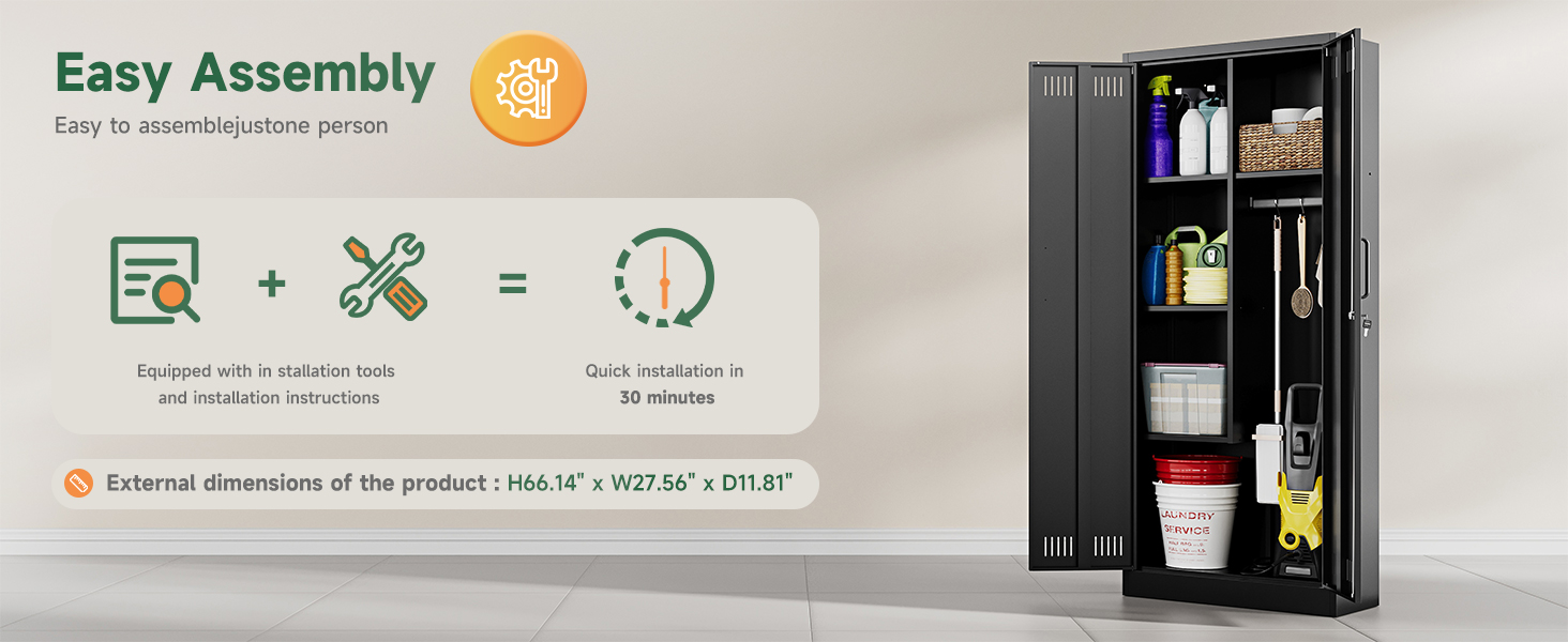 Letaya Broom Closet Storage Cabinet