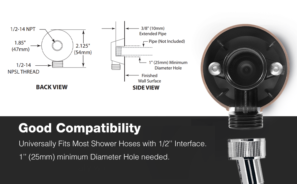 A725ORB Round Drop Ell Handheld Shower Wall Connector, OilRubbed