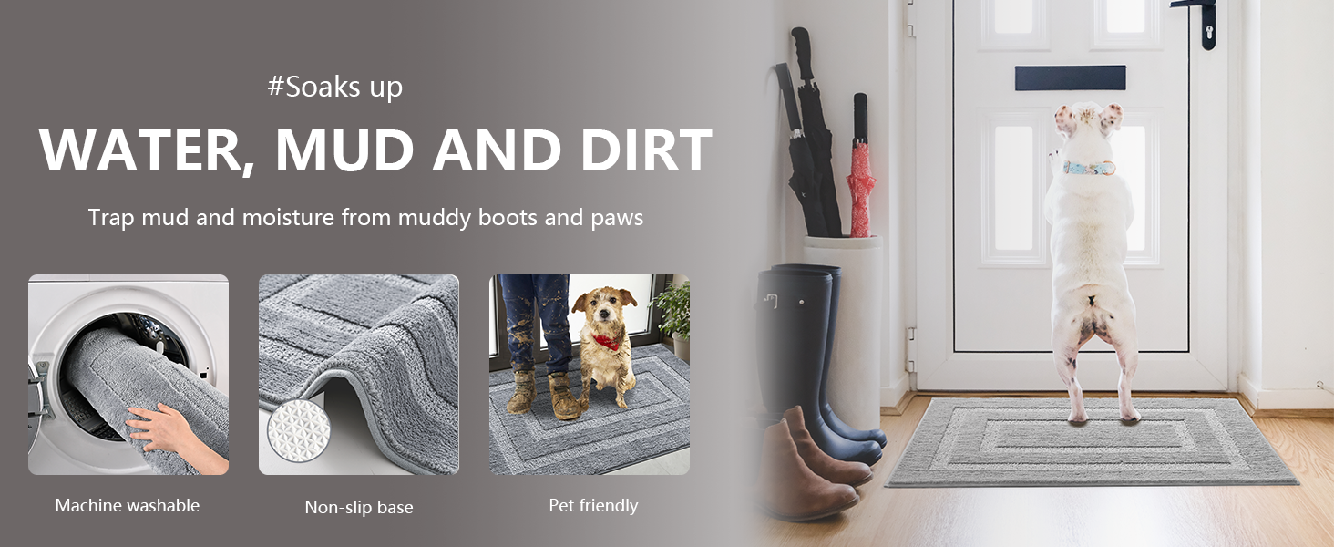 Ompaa Indoor Door Mat, Dog Rugs for Muddy Paws, Mud Mats