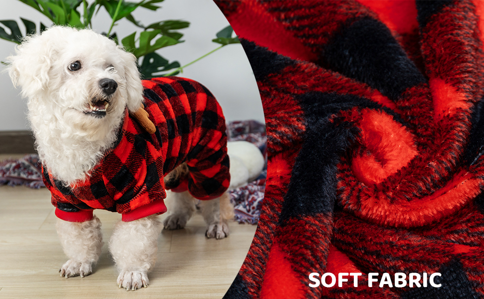 MOTZABO Christmas Dog Pajamas for Small Dogs, Plaid Fleece