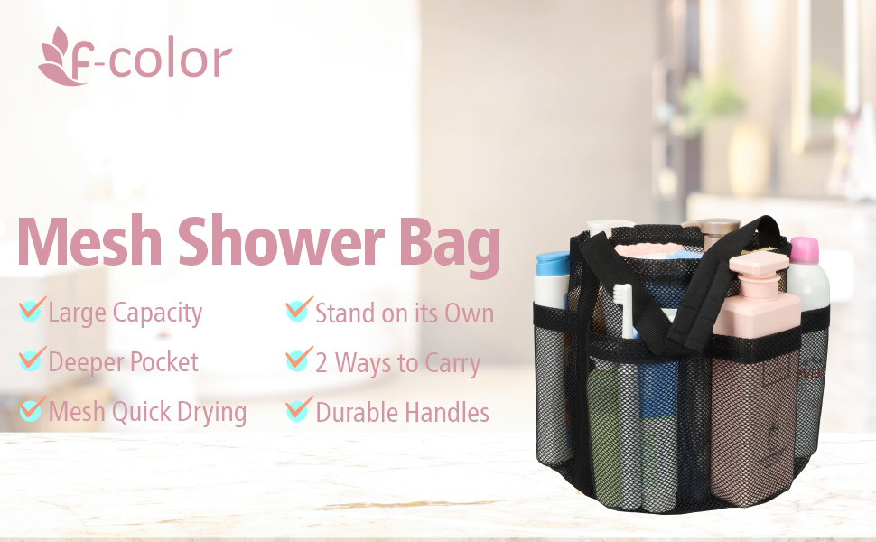Fcolor Mesh Shower Caddy Portable, Large Capacity Shower