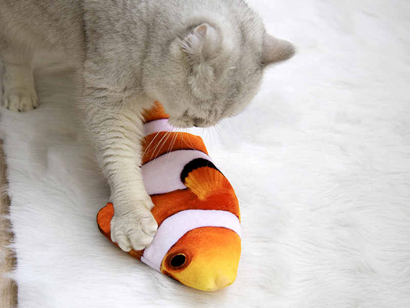 Cat Toys Fish for Indoor Cats USB Floppy Fish Cat Dog Toy, Interactive Cat Toy with Catnip Bag