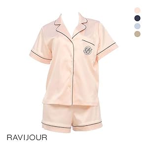 ®︎新品未使用RAVIJOURサテンシャツ ショートスリーブセット RAVIJOUR パジャマ ルームウェア サテンシャツ ショートスリーブ