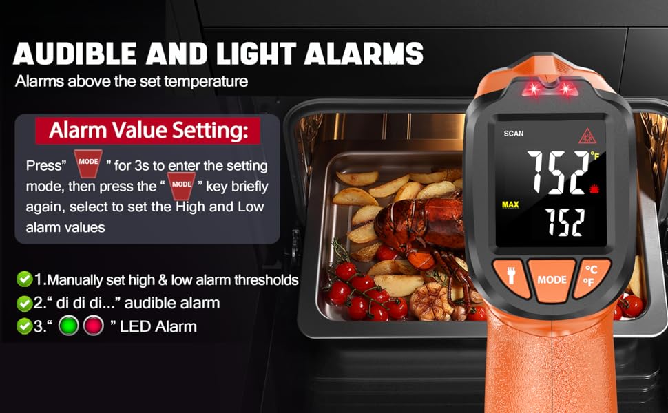 Audible and light alarms