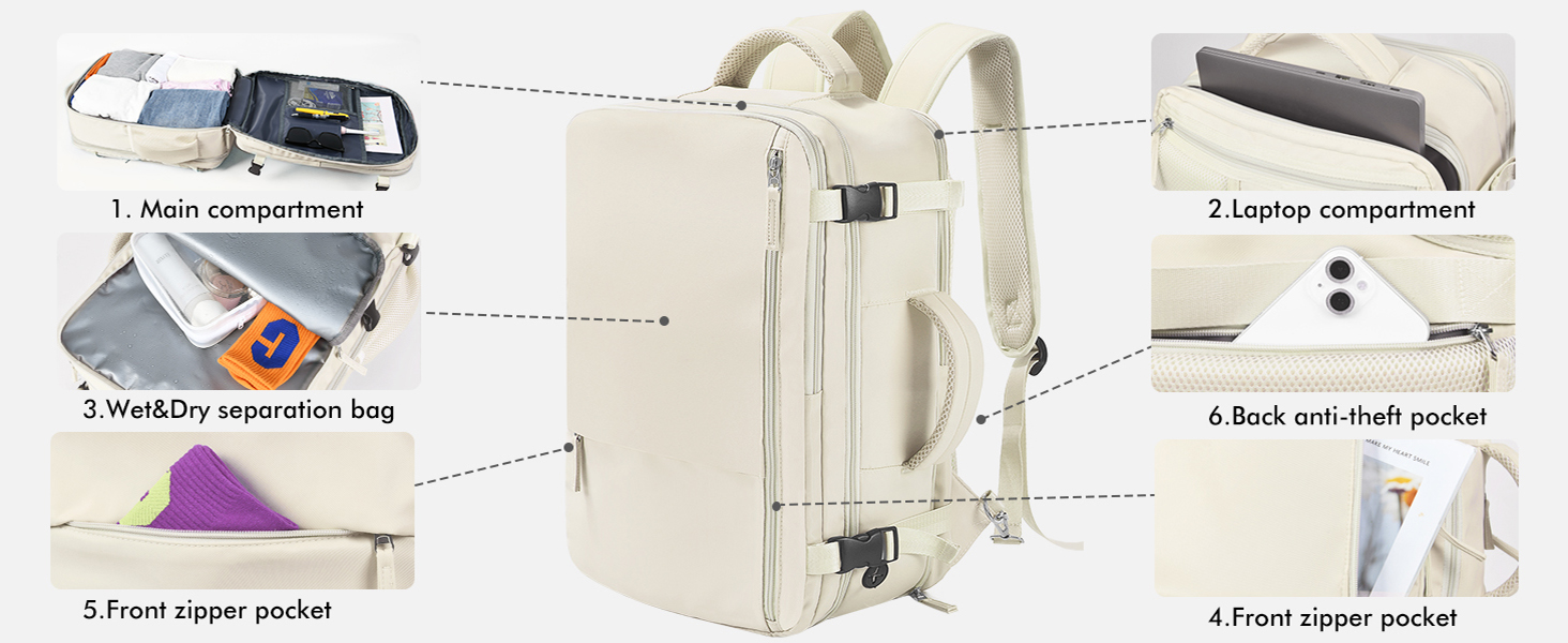 Beraliy Large Travel Backpack,Flight Approved Carry On