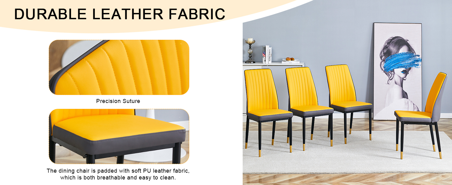 Modern Dining Chair Set of 6,6 Piece Kitchen Chairs Set,PU