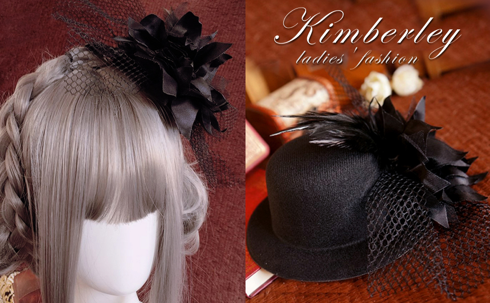Amazon Co Jp Kimberley ゴスロリ ミニハット 黒 ヘッドドレス 帽子 コスプレ ゴシック ヘアアクセサリー 髪飾り ハロウィン ホビー