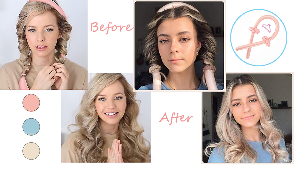 Women Heatless Curling Rod Headband