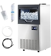 Jocisland Commercial Ice Maker with 2 Way Water Inlet, 150lbs/24H Freestanding ice Machine Counte...
