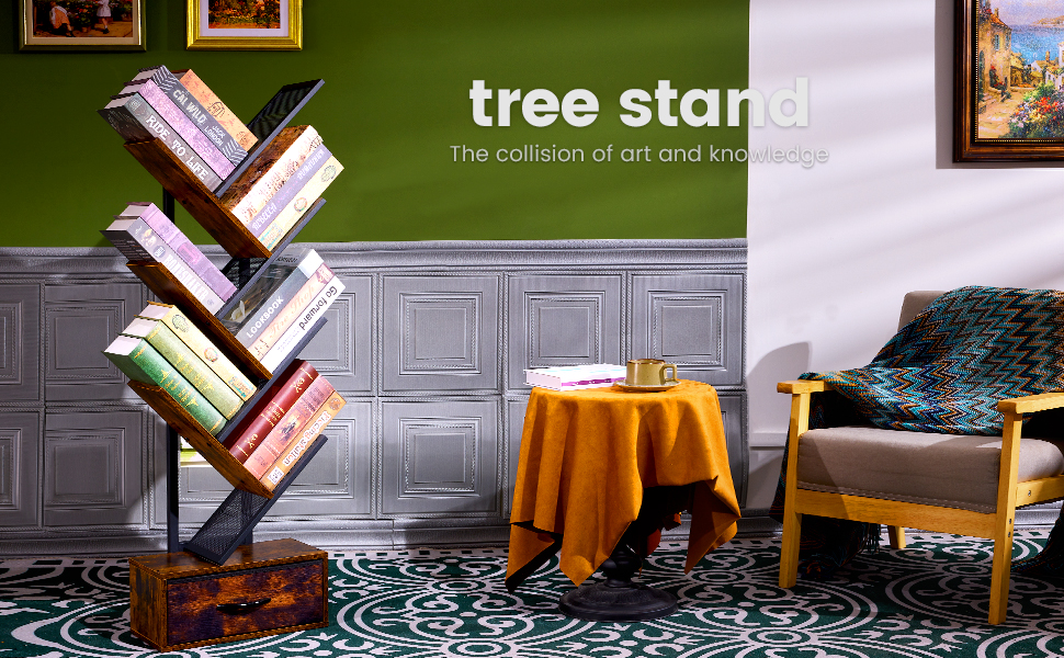 HOYRR Bookshelf,Tree Bookshelf,6 Shelf Tree Bookshelf
