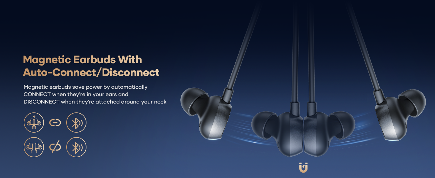 Bluetooth neckband headphone around the neck ear buds magnetic around the neck headphones