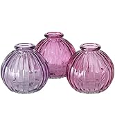 WHW Whole House Worlds Modernist Bubble-Belly Bud Vases, Set of 3, Shades of Purple and Pink, 3.2...