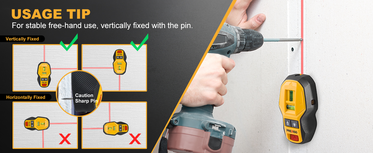 Rechargeable Magnetic Stud Finder with Cross-Line Laser Level