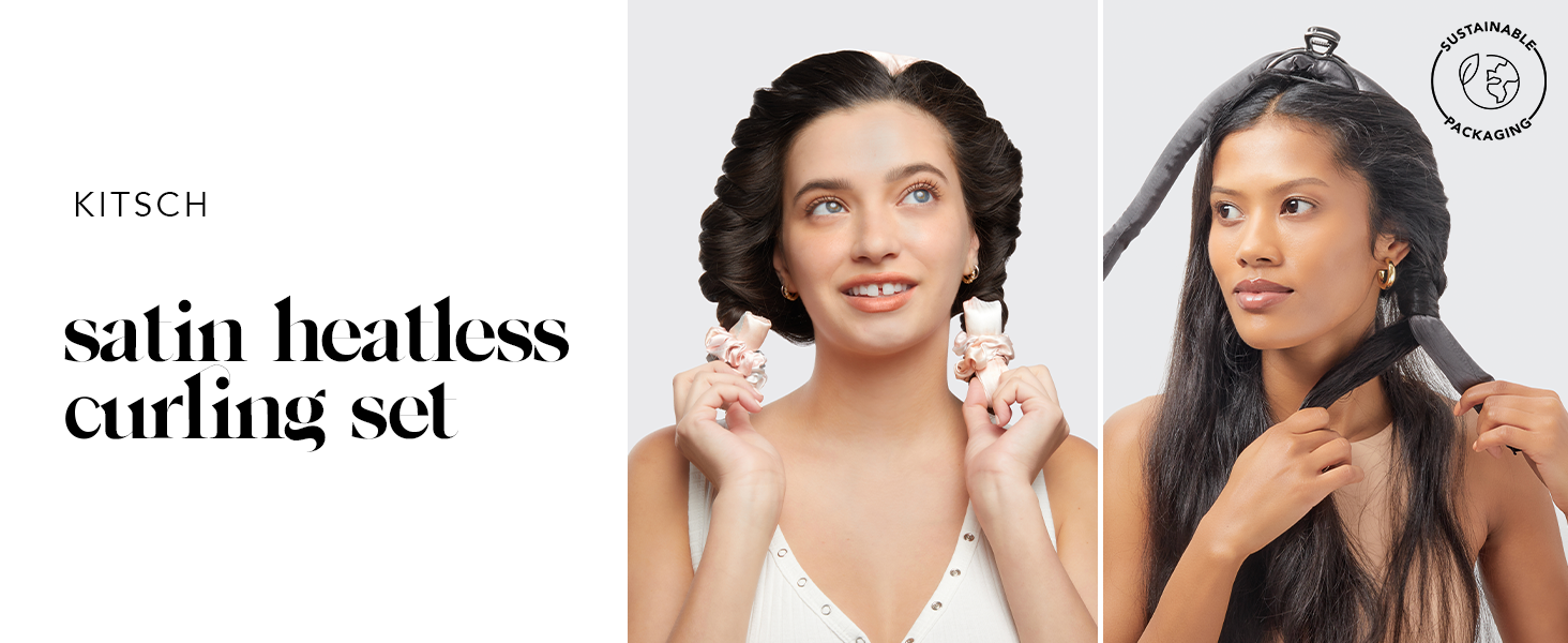 Kitsch Satin Heatless Curling Rod Headband Heatless Curlers Set for