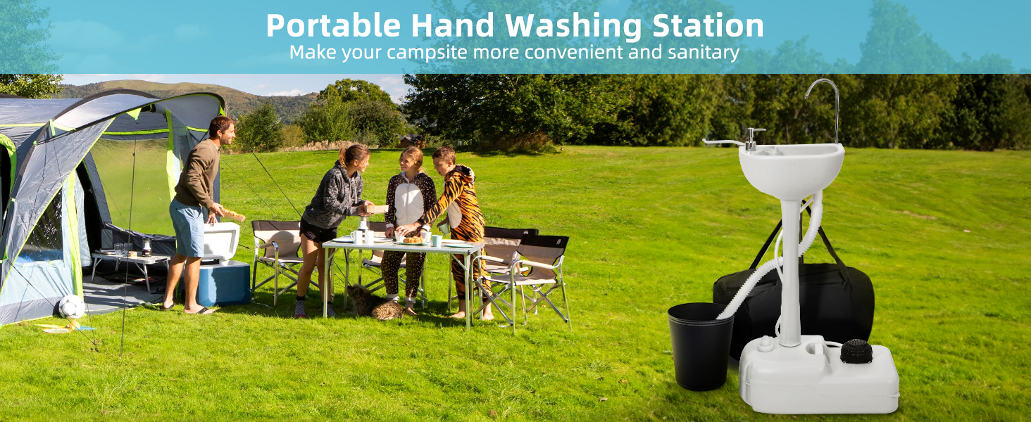 YITAMOTOR Portable Sink 17L Camping Hand Washing Station with Wash Basin Stand and