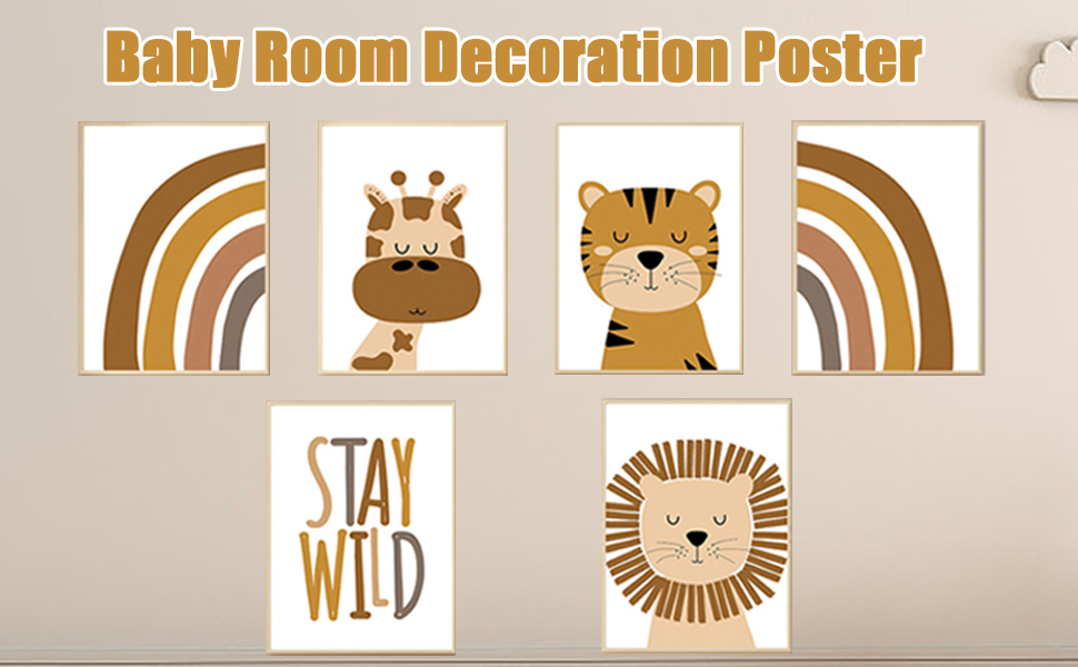 6er Set Poster Kinderzimmer Babyzimmer ,Wandposter Bilder Babyzimmer Bilder Kinderzimmer Deko