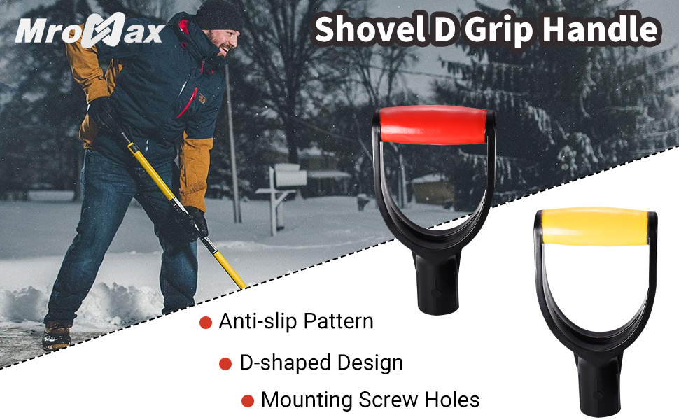 MroMax 2Pcs Shovel D Grip Handle, 11/4" Inner Diameter 32mm PVC Spade Snow Shovel
