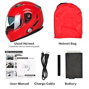 Freedconn Motorcycle Integrated Bluetooth Module Flip-Up Full Face Helmet Dot Bluetooth Intercom 